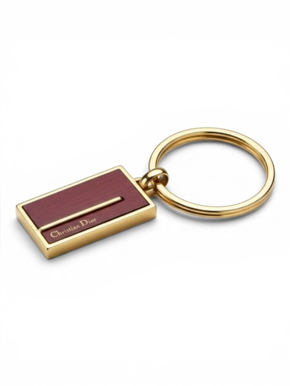 Dior Gold and Burgundy Plated Key Chain Holder